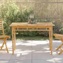 Berkfield Home Beautiful Garden Dining Table 110x55x75 cm Bamboo in Brown - Size: 110 x 55 x 75 cm - thumbnail 2