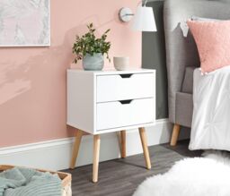 GFW Nyborg Single 2 Drawer Bedside in White - thumbnail 1