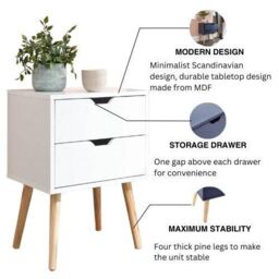 GFW Nyborg Single 2 Drawer Bedside in White - thumbnail 6