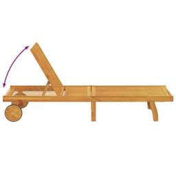Berkfield Home Sun Loungers 2 pcs with Wheels & Cushion Solid Wood Acacia in Brown - thumbnail 7