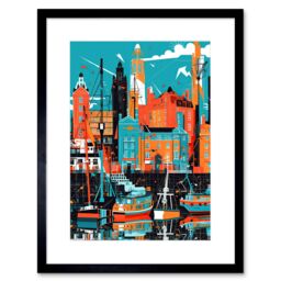 "Artery8 Wall Art Print Liverpool Royal Albert Dock Waterfront Cityscape Artwork Framed 9X7 Inch in Black - Size: W7"" x H9""" - thumbnail 1