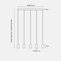 Ruma Black & Rose Gold Metal 5 Drop LED Pendant Ceiling Light - thumbnail 6