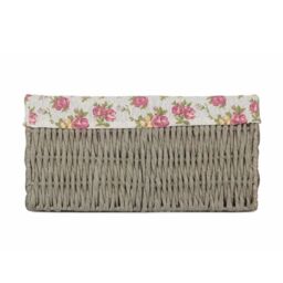 Red Hamper Paper Rope Storage Basket with Garden Rose Cotton Lining in Grey - Size: Medium - thumbnail 3