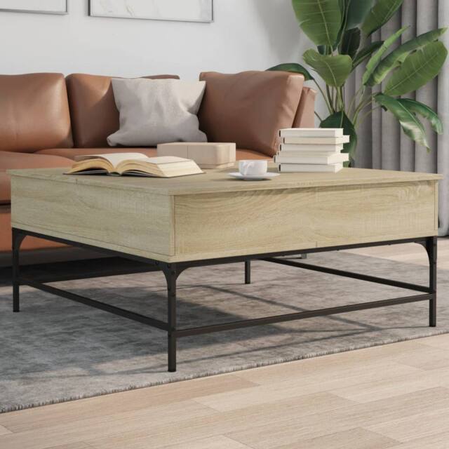 Berkfield Home Comfortable Coffee Table Sonoma Oak 95x95x45 cm Engineered Wood a in Light Oak - Size: 95 x 95 x 45 cm - image 1