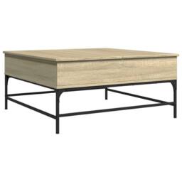 Berkfield Home Comfortable Coffee Table Sonoma Oak 95x95x45 cm Engineered Wood a in Light Oak - Size: 95 x 95 x 45 cm - thumbnail 7