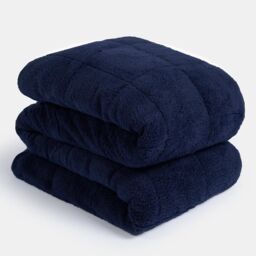 OHS Teddy Fleece Sensory Sleep Therapy Weighted Blanket 150 x 200 cm 8kg in Dark Navy - Size: 150 cm x 200 cm - thumbnail 4