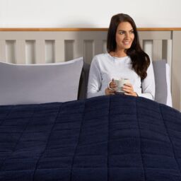 OHS Teddy Fleece Sensory Sleep Therapy Weighted Blanket 150 x 200 cm 8kg in Dark Navy - Size: 150 cm x 200 cm