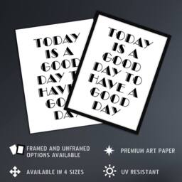 "Artery8 Good Day To Have A Good Day Today Motivational Wall Art Print in White - Size: W12"" x H16""" - thumbnail 2