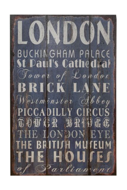 Orsina London Wall Plaque, Bold Wooden Sign Featuring Iconic City Name, Natural Finish Brings Rustic Urban Appeal in Grey - image 1