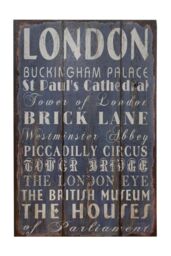 Orsina London Wall Plaque, Bold Wooden Sign Featuring Iconic City Name, Natural Finish Brings Rustic Urban Appeal in Grey - thumbnail 1