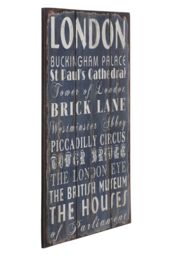 Orsina London Wall Plaque, Bold Wooden Sign Featuring Iconic City Name, Natural Finish Brings Rustic Urban Appeal in Grey - thumbnail 2