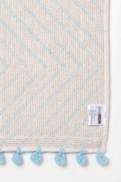 Homescapes Bath Mat Tufted Zig Zag 100% Cotton with Pom Pom Edges in Blue - thumbnail 5