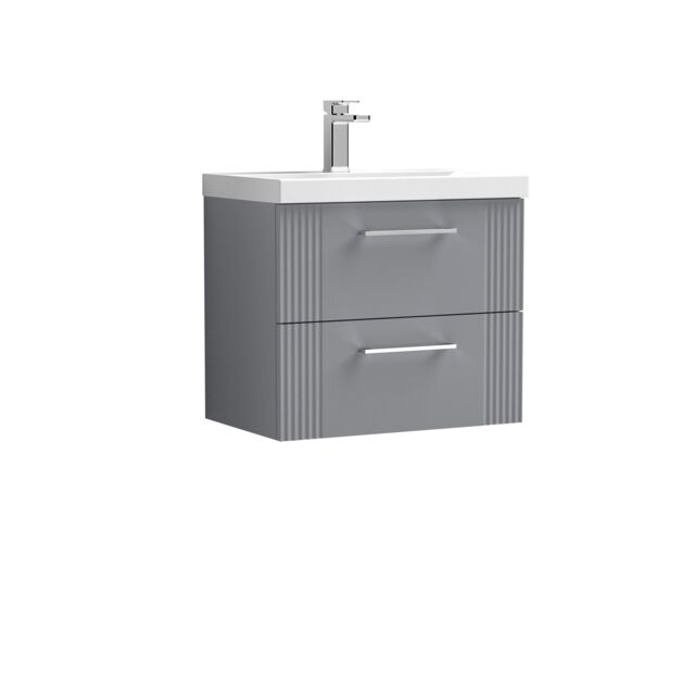 Balterley Wall Hung 2 Drawers Vanity Unit - Mid-Edge Basin 600mm, Satin Grey - image 1