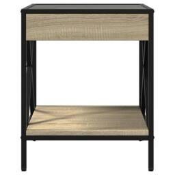 Berkfield Home Bedside Table with Infinity LED Sonoma Oak 40x40x49 cm in Natural - Size: 40 x 40 x 49 cm - thumbnail 6