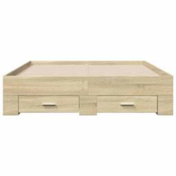 Berkfield Home Bed Frame with Drawers without Mattress Sonoma Oak 135x190 cm Double in Beige - thumbnail 4