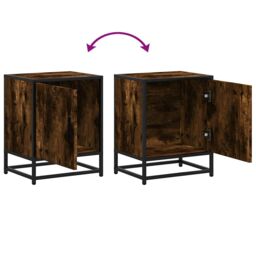 Berkfield Home Bedside Cabinet Smoked Oak 40x31x50 cm Engineered Wood & Metal in Brown - Size: 40 x 31 x 50 cm - thumbnail 9