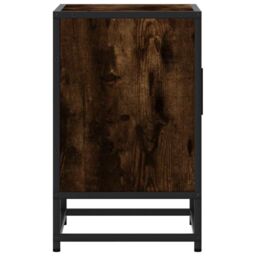 Berkfield Home Bedside Cabinet Smoked Oak 40x31x50 cm Engineered Wood & Metal in Brown - Size: 40 x 31 x 50 cm - thumbnail 6