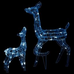 Berkfield Home Acrylic Reindeer Family Christmas Decoration 160 LED Cold White - thumbnail 2
