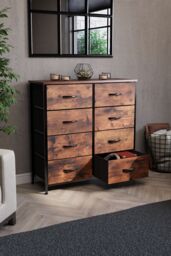 Home Discount Vida Designs Chorley 8 Drawer Chest Of Drawers UKFR Fabric Storage in Brown - thumbnail 9