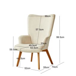 Nordlys Scandinavian Style Wooden Leg Lounge Chair in Beige - thumbnail 5