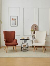 Nordlys Scandinavian Style Wooden Leg Lounge Chair in Beige - thumbnail 4