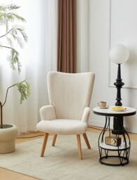 Nordlys Scandinavian Style Wooden Leg Lounge Chair in Beige - thumbnail 3