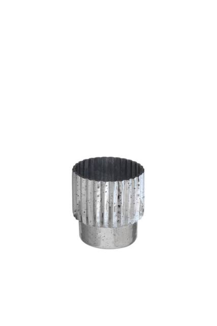KDMD Silver Tonal Ribbed Cylinder Vase 15cm - image 1