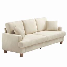 Dprodo Deep 3 Seat Sofa, 220cm Mid Century Modern Couches in Beige - thumbnail 8