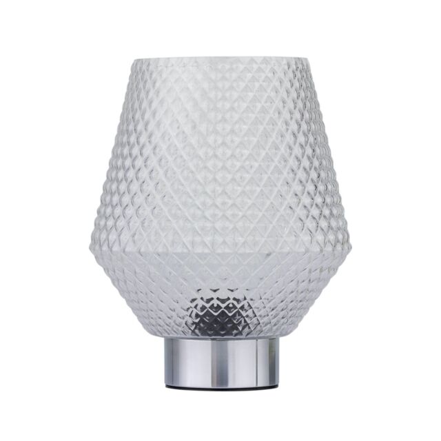 First Choice Lighting Porter - Battery Operated Chrome Lamp with Clear Textured Glass in Silver - image 1