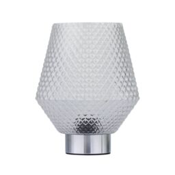 First Choice Lighting Porter - Battery Operated Chrome Lamp with Clear Textured Glass in Silver - thumbnail 1