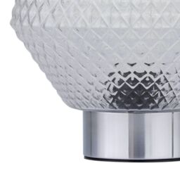 First Choice Lighting Porter - Battery Operated Chrome Lamp with Clear Textured Glass in Silver - thumbnail 4