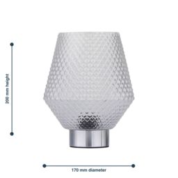 First Choice Lighting Porter - Battery Operated Chrome Lamp with Clear Textured Glass in Silver - thumbnail 7
