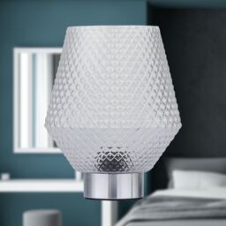 First Choice Lighting Porter - Battery Operated Chrome Lamp with Clear Textured Glass in Silver - thumbnail 5