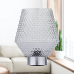 First Choice Lighting Porter - Battery Operated Chrome Lamp with Clear Textured Glass in Silver - thumbnail 6