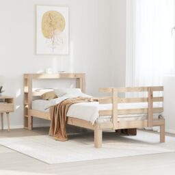 Berkfield Home Bed Frame with Headboard without Mattress 75x190 cm Small Single in Brown - thumbnail 1