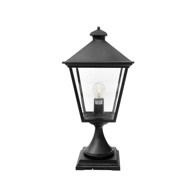 Netlighting Turin Grande 1 Light Outdoor Pedestal Lantern Black IP54 E27