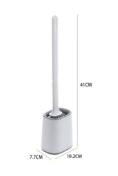 Living and Home Flexible Silicone Toilet Brush and Holder with Detachable Handle in White - thumbnail 6