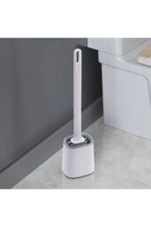 Living and Home Flexible Silicone Toilet Brush and Holder with Detachable Handle in White - thumbnail 2