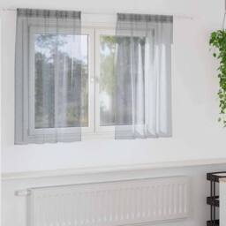 Berkfield Home Curtains with Curtains 2 pcs Dark gray 140 x 140 cm Polyester in Grey - thumbnail 2