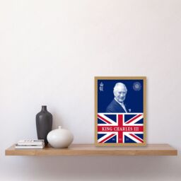 Artery8 King Charles III Coronation Date Crest Emblem Union Jack & Sovereign Artwork Framed Wall Art Print A4 in Light Oak - thumbnail 2