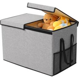 Nordara Grey Mesh Large Collapsible Storage Box Toy Chest Kids Room - thumbnail 1