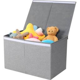 Nordara Grey Mesh Large Collapsible Storage Box Toy Chest Kids Room - thumbnail 3