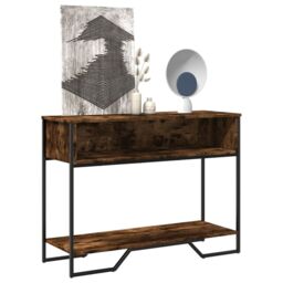 Berkfield Home Console Table Smoked Oak 100x35x74.5 cm Engineered Wood in Brown - thumbnail 1