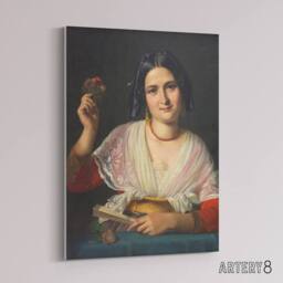 "Artery8 Wilhelm Marstrand Roman Woman in Carnival Costume Canvas Art Print - Size: W12"" x H16""" - thumbnail 2
