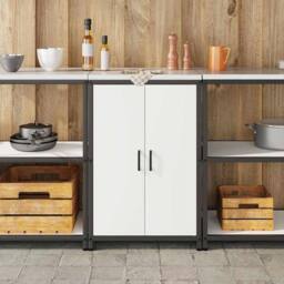 Berkfield Home Kitchen Storage Cabinet with Shelf with Storage with Door White Steel - thumbnail 4