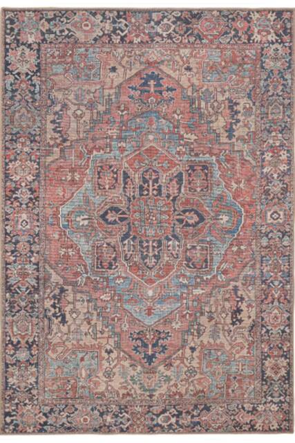 Kukoon Red Distressed Extra Large Rug 280cm x 370cm Machine Washable Carpet - Size: 280 cm x 370 cm