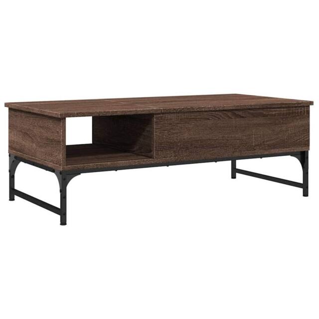Berkfield Home Coffee Table Brown Oak 100x50x35 cm Engineered Wood & Metal - Size: 100 x 50 x 35 cm