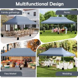 Costway 3 x 6M Pop-up Canopy Tent Height Adjustable Gazebo w/ Carry Bag in Grey - thumbnail 9