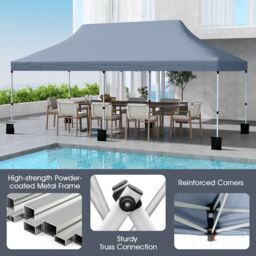 Costway 3 x 6M Pop-up Canopy Tent Height Adjustable Gazebo w/ Carry Bag in Grey - thumbnail 5