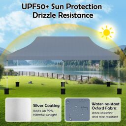 Costway 3 x 6M Pop-up Canopy Tent Height Adjustable Gazebo w/ Carry Bag in Grey - thumbnail 6